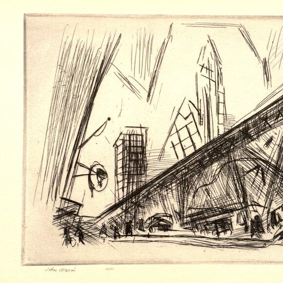 John Marin "Downtown New York" 1930s Art Print Treasury Collection Sketch Vtg - Picture 5 of 14